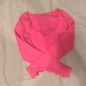 Neon Pinky Cropped Workout Top